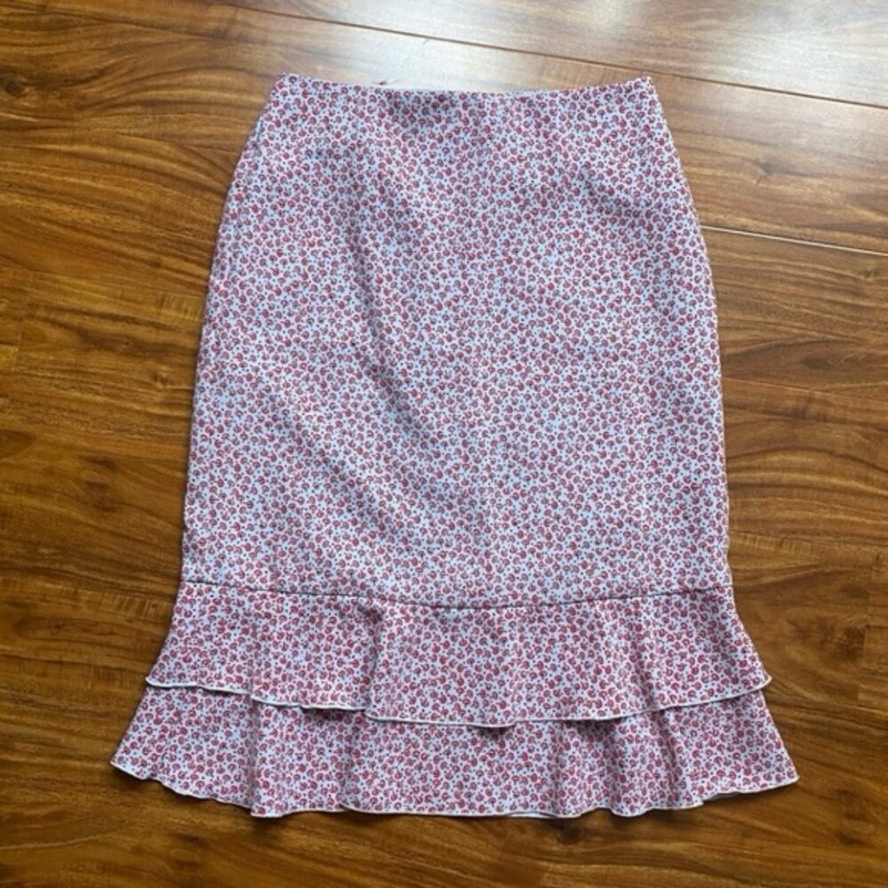 Ann Taylor Womens Multicolor Floral Flounce Mermaid Trumpet Skirt Size 4 Classic